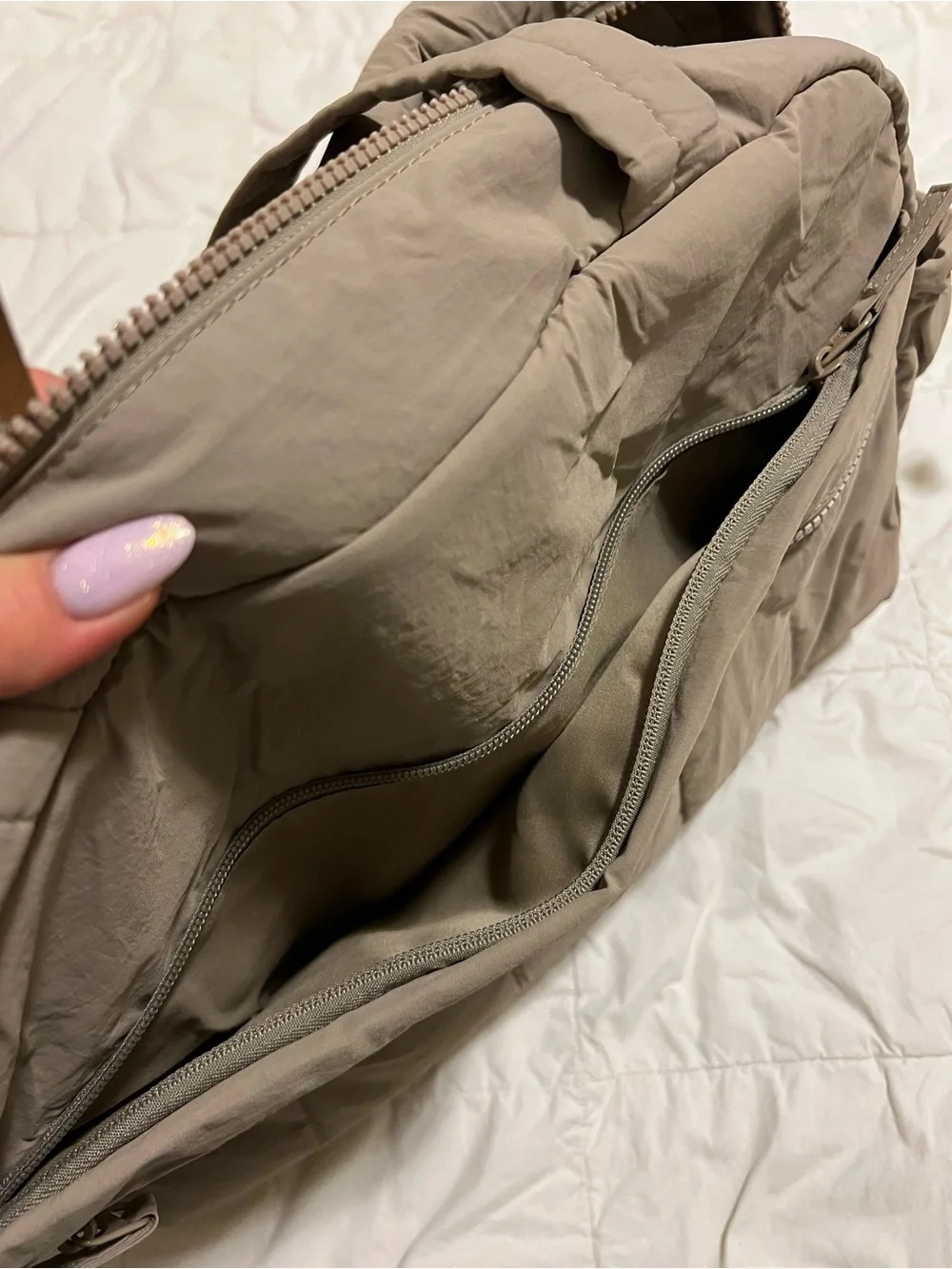 Everyday Quilted Hobo Bag in Taupe